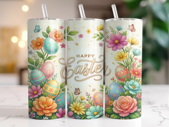 Download Happy Easter Floral Eggs 20oz Tumbler - Premium Resources