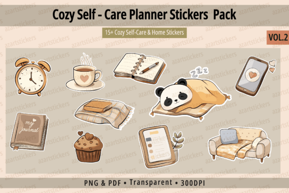 Download Cozy Self - Care Planner Stickers Vol.2 - Premium Resources