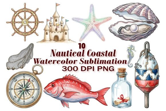 Download Coastal Discovery Watercolor Sublimation - Premium Bundle