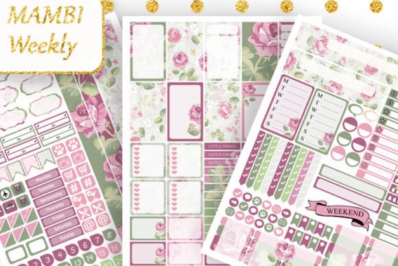 Download Weekly Planner Stickers Purple Roses - Planner stickers Collection