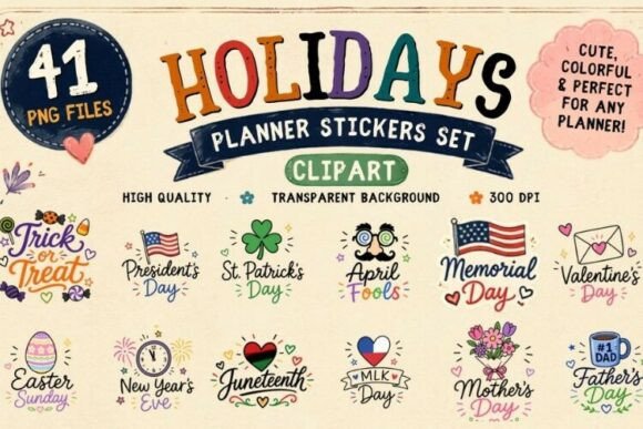 Download Holiday Planner Stickers Clipart PNG, 41 - Planner stickers Collection